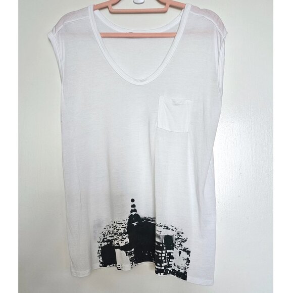 RARE! T Alexander Wang Sleeveless Printed Top, S,  White & Black - Picture 1 of 6